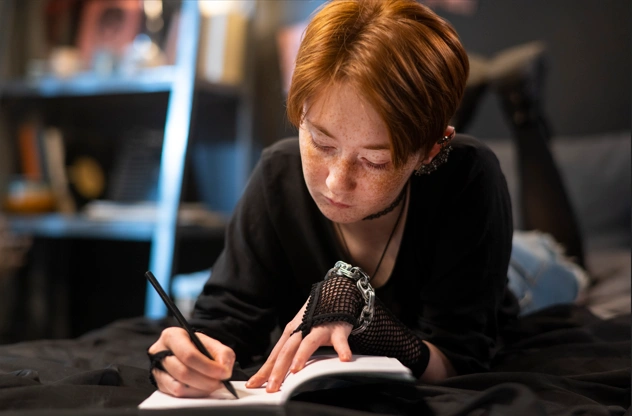 Author writing manuscript